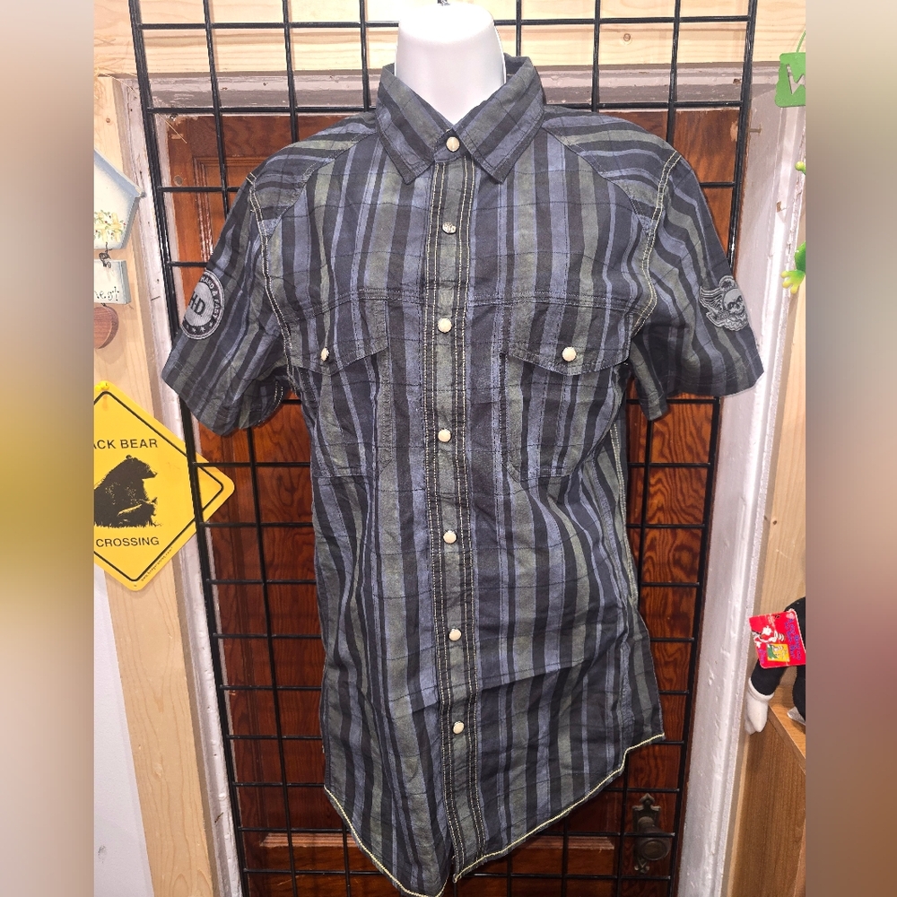 Harley-Davidson -Striped Button Up Shirt